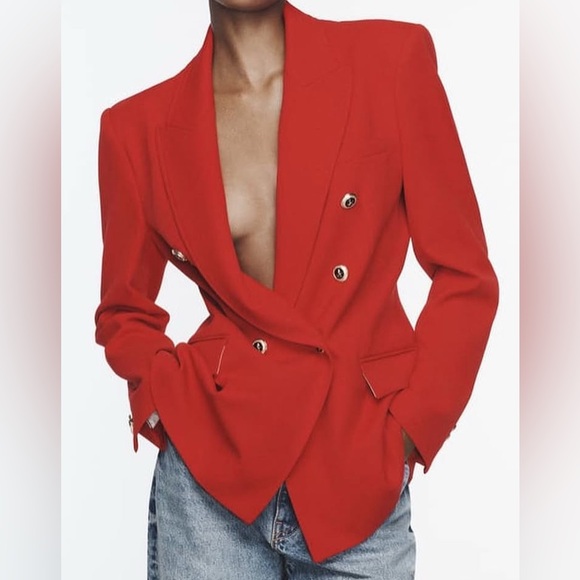 Zara Tailored Double Breasted Blazer Size Small - Picture 2 of 16